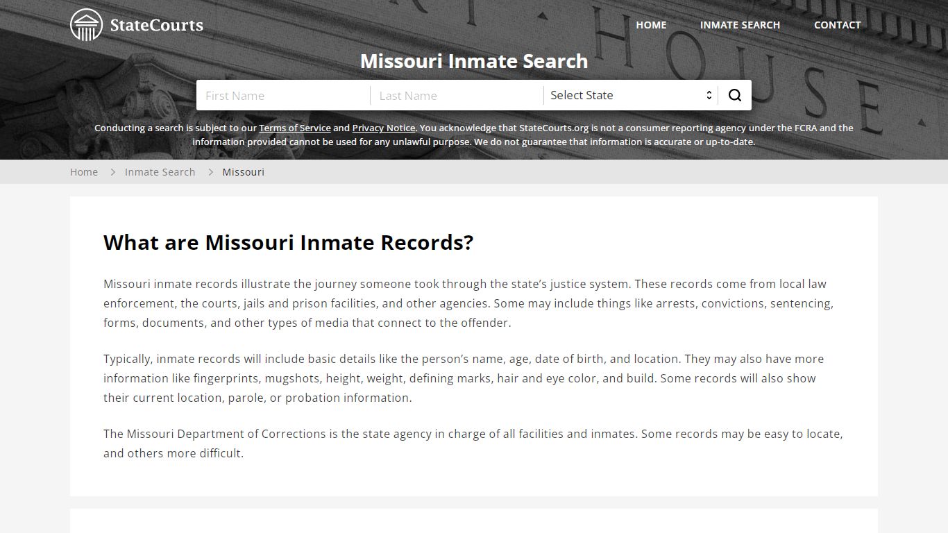 Missouri Inmate Search, Prison and Jail Information - StateCourts